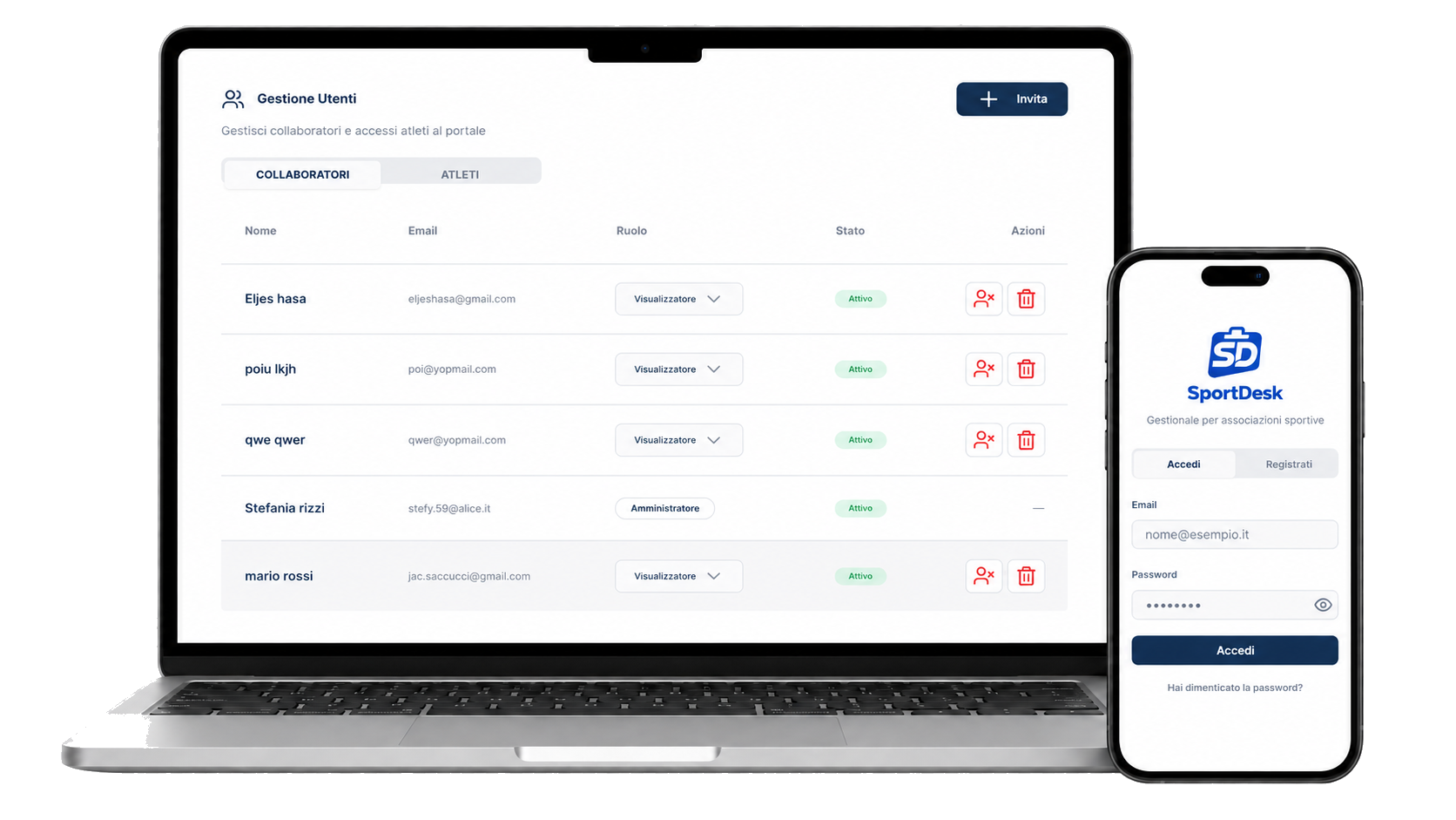 SportDesk - ruoli e sicurezza